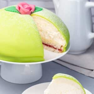 swedish cake with green marzipan dome.