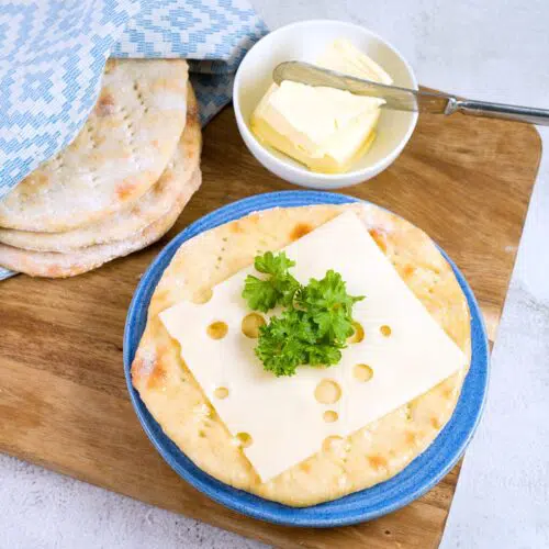 flatbreads with cheese and butter.