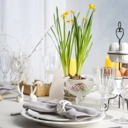 Finnish easter table decorated.
