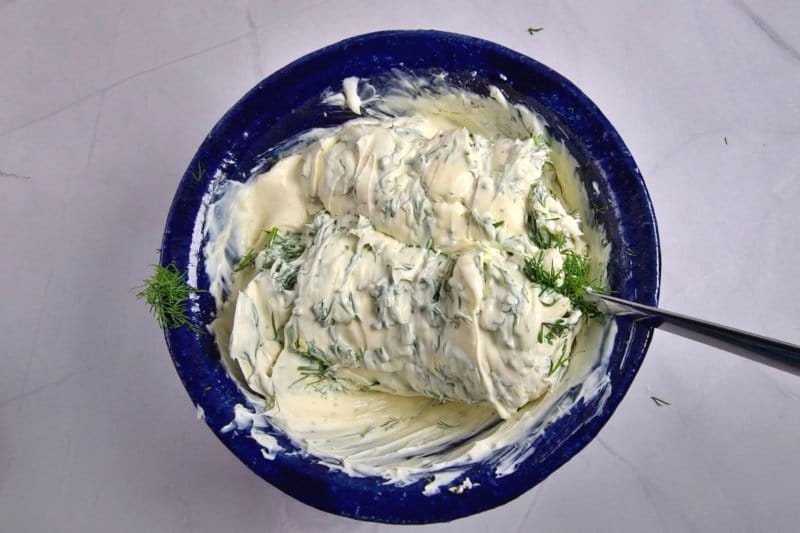 sour cream with dill and spices. 