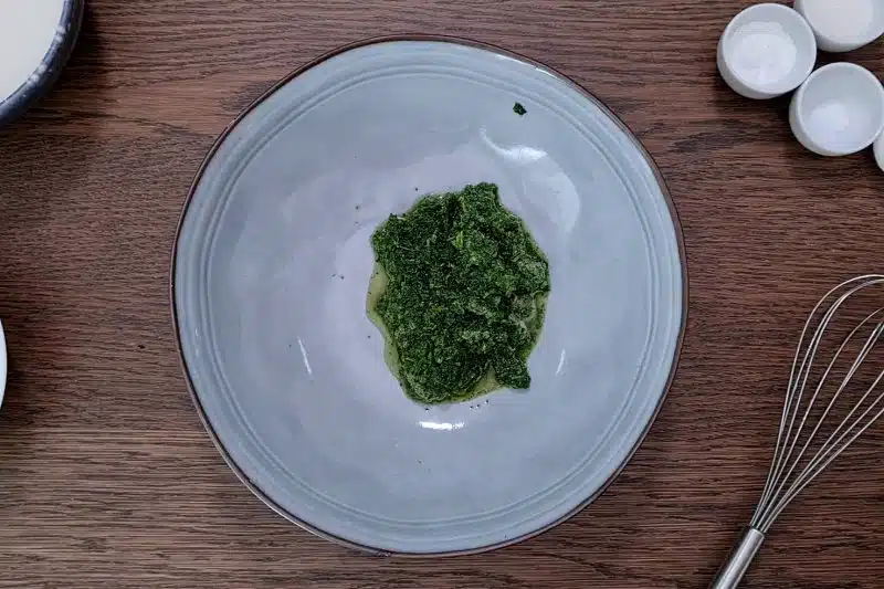 thawed spinach in bowl. 