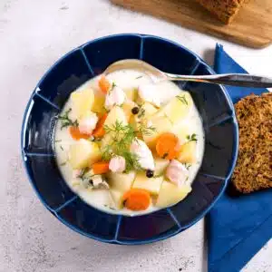 a plate with Finnish soup.
