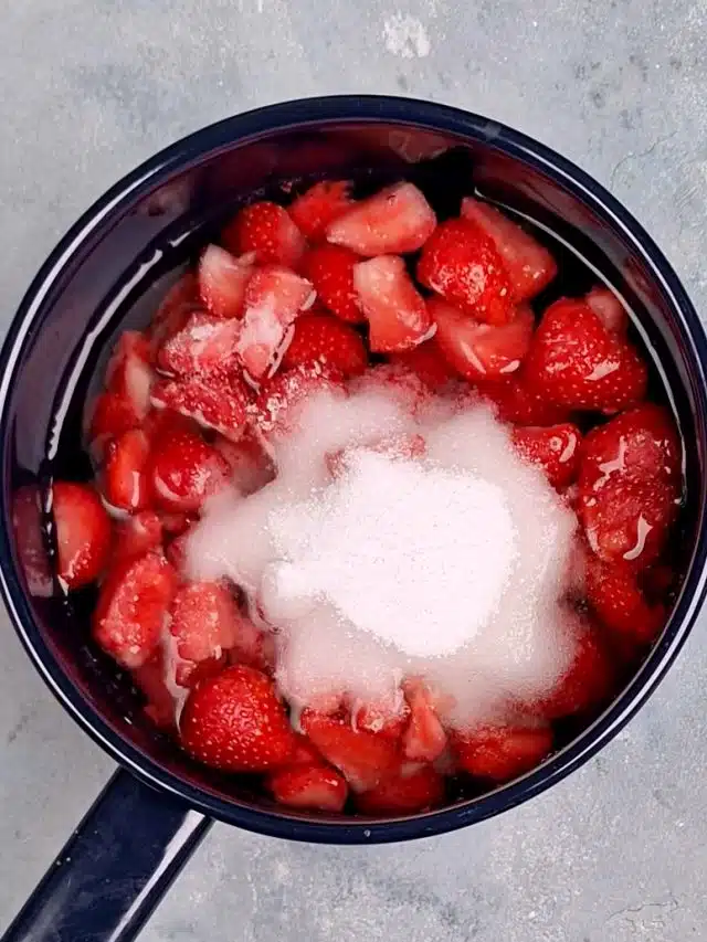 frozen strawberries, sugar and water mixture. 