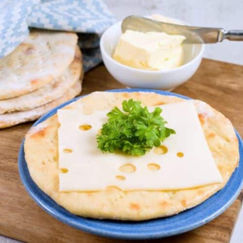 flatbreads with cheese and butter.
