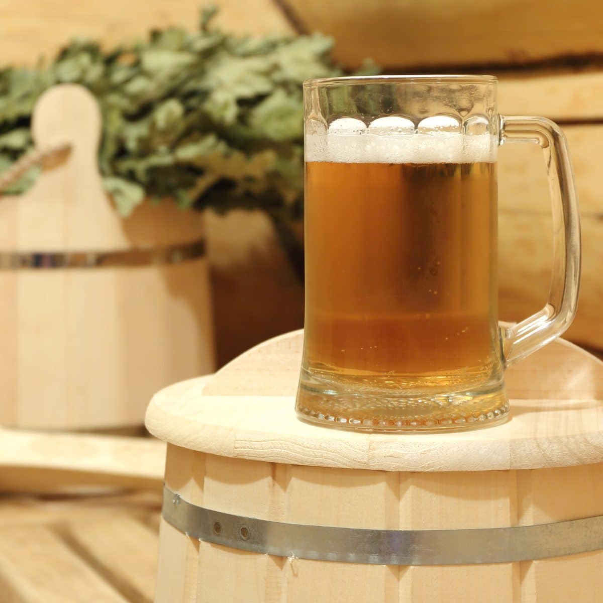 beer in sauna. 