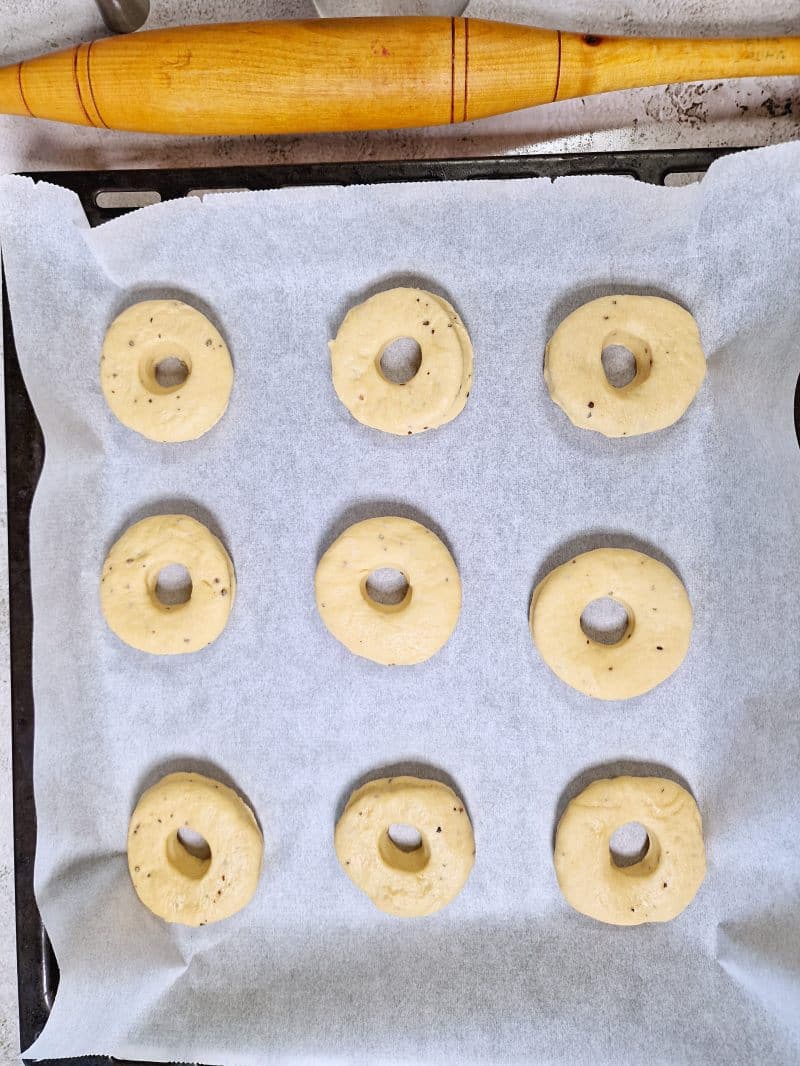 donuts on baking paper. 