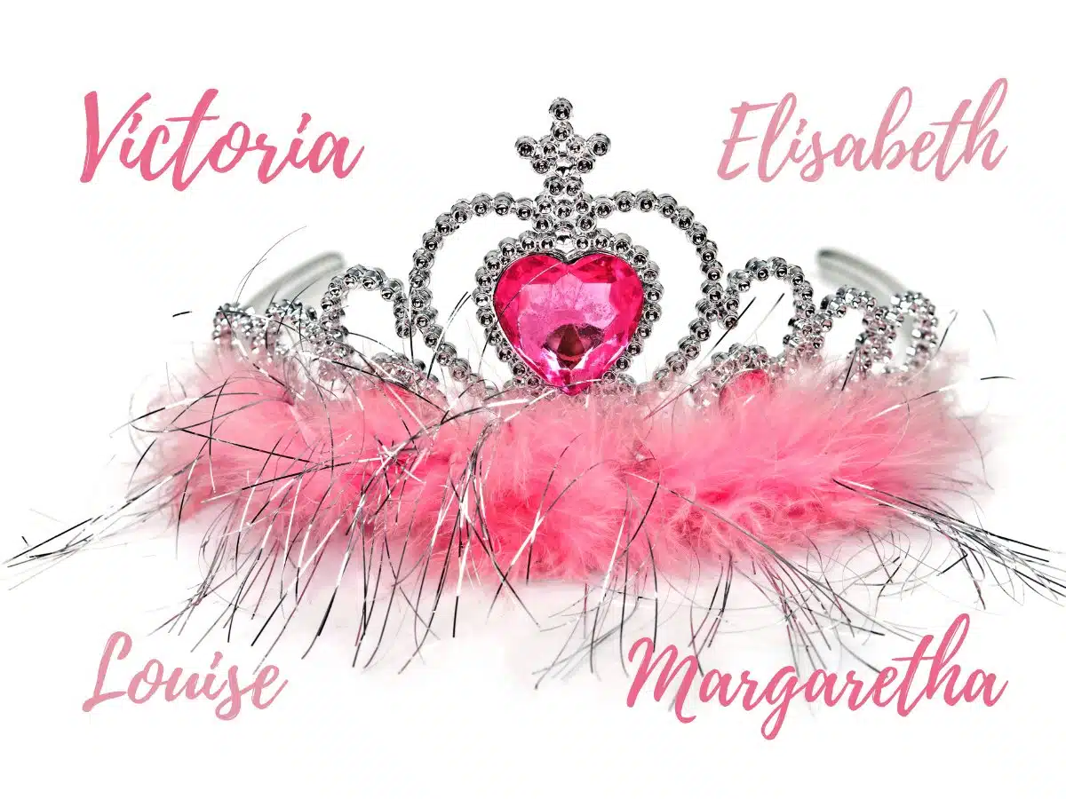 A crown and some royal names. 