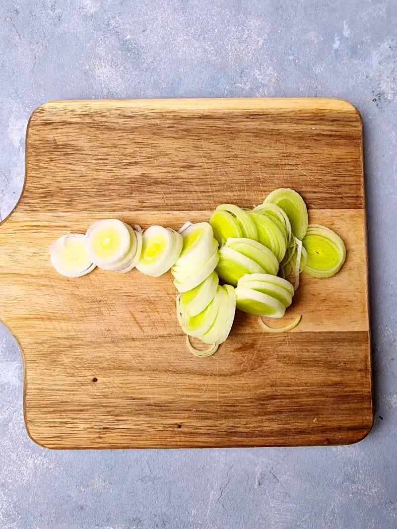 chopped leek, the white part.